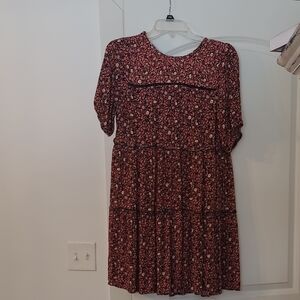 Knox Rose Burgundy and Cream Floral Mini Dress